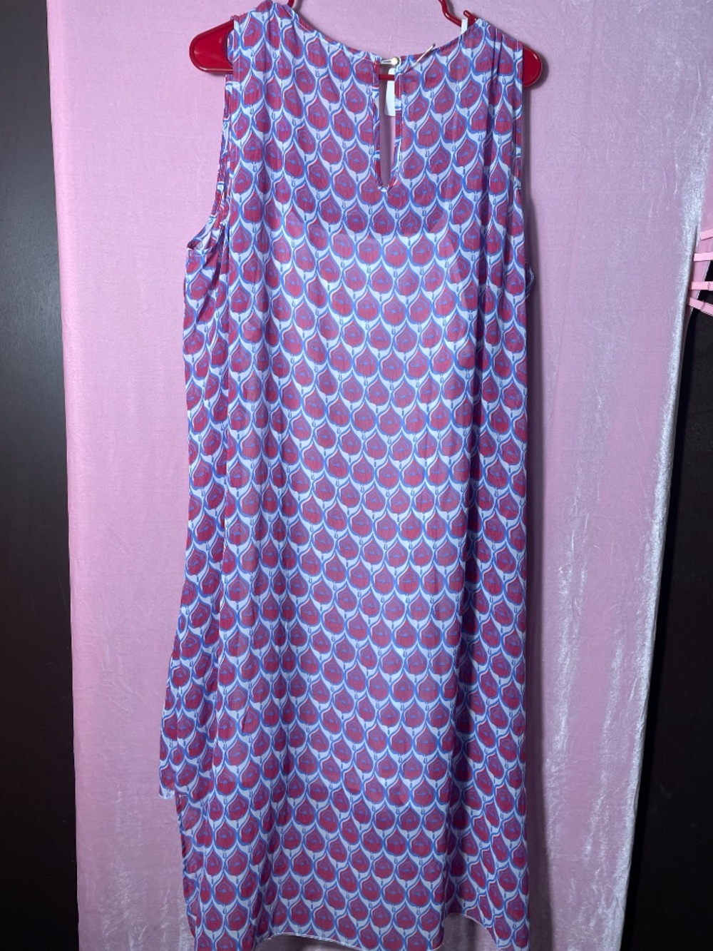 Mod-style Sz.3X flowy sleeveless dress with handkerchief hem - Picture 7 of 7